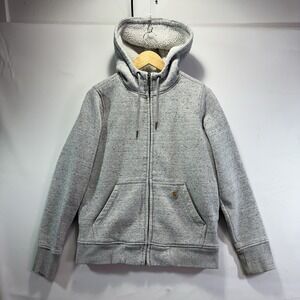 Carhartt Hoodie Womens S 4-6 Gray Relaxed Fit Full Zip Fleece Logo Sweatshirt